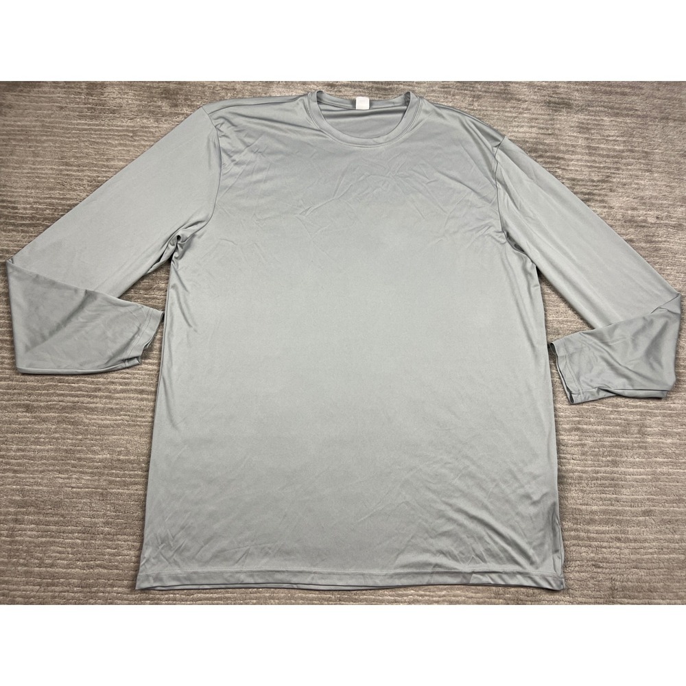 Port-Tek T-Shirt Mens 3XLT Gray Performance Long Sleeve Crew Neck Tall Fit Solid - Picture 1 of 9
